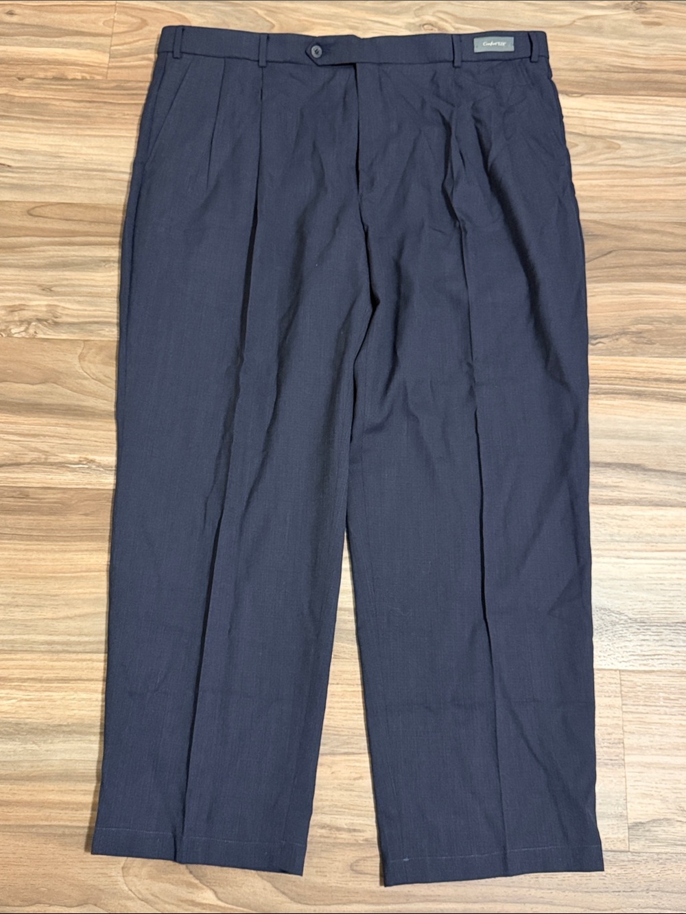 Ballin Pants Mens 42 Navy Blue Comfort EZE Flat Front Dress Trousers Wool Blend